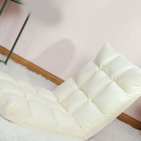 Fauteuil de sol pliable et réglable, pouf-lit pour jouer, dormir et se détendre, blanc laiteux (1/4)