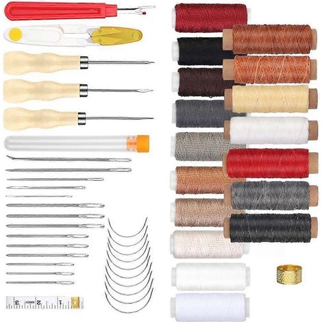 Ensemble de couture pour cuir, outil manuel pour le travail du cuir avec ruban à mesurer pour l'estampage (1/4)