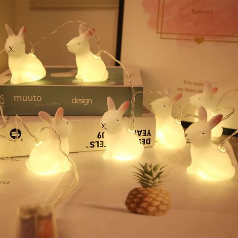 Luminaire Lapin De Pâques - Guirlande Lumineuse 3D 150 Cm - Étanche - À Piles - Pour Jardin Terrasse Mariage Décoration Printanière (1/5)