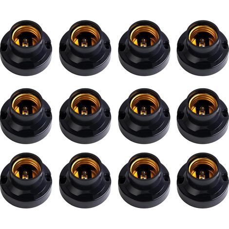 Lot de 12 Douille E27, Support Noir Rétro, Fixation Universel, Pour Suspension Plafonnier Maison
