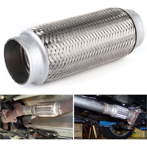 Edelstahl-Auspuffrohr, flexibler Schlauchanschluss, Reparaturrohr, Autozubehör, 55 x 200 mm - Crezuo