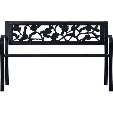 vidaXL Banco de jardín acero negro 125 cm (1/2)