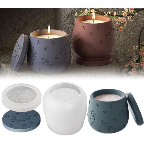 Stampo in silicone per candele in cemento, stampi in silicone con coperchio, stampo in silicone per candele 3D (1/5)