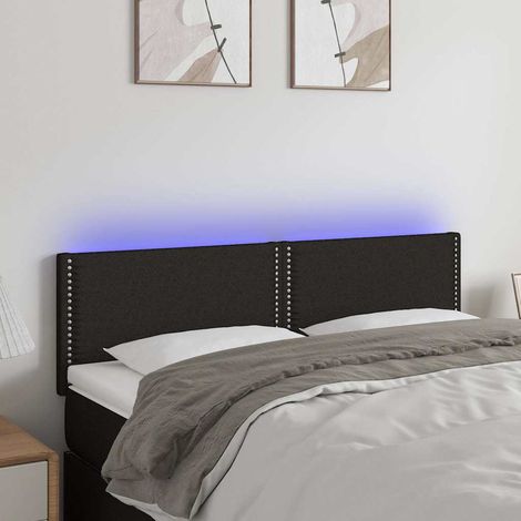 vidaXL Cabecero con LED de tela negro 144x5x78/88 cm (1/5)