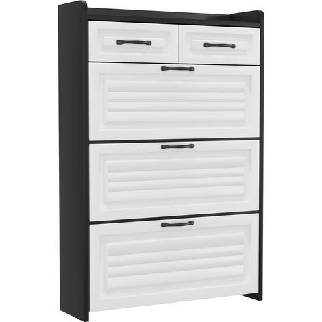 PLACARD avec 3 casiers rotatifs Particle Board Blanc+Noir 80.00x23.50x131.00 (1/5)