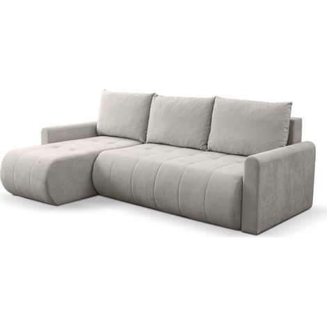 Selsey Timmone – Ecksofa mit Schlaffunktion & Bettkasten, Chenille, Universal, Hellbeige (1/5)