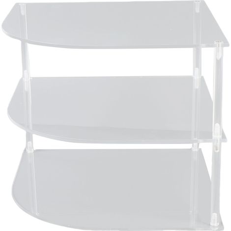 Organisateur à assiettes acrylique transparent 3 niveaux étagère d'angle gain de place placard cuisine salle de bain petit rayon (1/5)