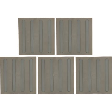 5 dalles de sol antidérapantes en caoutchouc, signalétique tactile, trottoirs pour personnes à mobilité réduite, plaques de base pour chaussées, bandes grises (1/5)