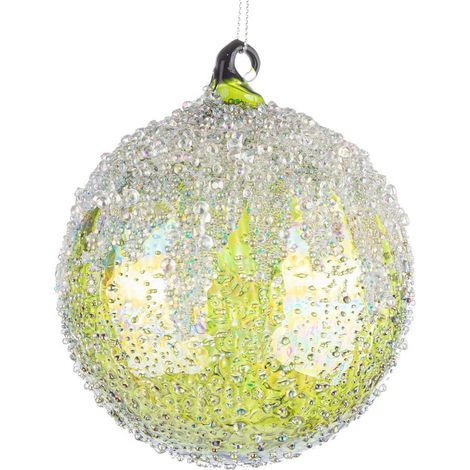 Pallina "Wink" per albero di natale verde brillantinata in vetro diametro da 10 cm set da 4 pz (1/5)