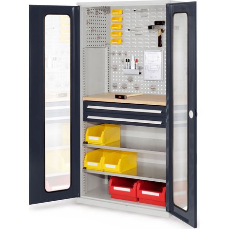 Kappes ®RasterPlan Schubladenschränke 1950x1000x600mm Sichtfenstertüren Modell 34 anthrazitgrau