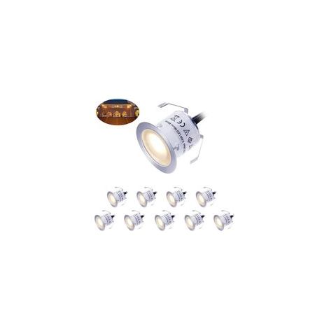 OIMG Kit d'éclairage LED pour terrasse 12 V, basse tension, étanche IP67, blanc chaud, encastré au sol, pour marches, escaliers, jardin, terrasse, plancher en bois, éclairage d'extérieur (lot de 10) (1/5)