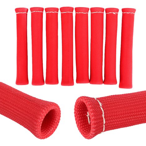 8pcs Manchon Isolant Bougie Protection Chaleur Rouge 1600°C Cache Fil Bougie pour Auto Camion (1/3)