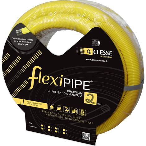 Clesse Industries – Tuyau gaz FLEXIPIPE2 DN10 flexible 7ml – Norme ATG – Installation sans brasage – Pression 0.5 à 2Bars