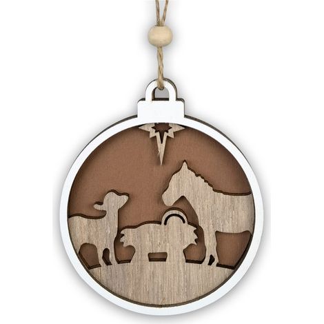Pendentif Arbre De Noel - Sculpture Bois Animaux - Décoration De Noël Pour Sapin, Porte Et Mur - Lot De 1