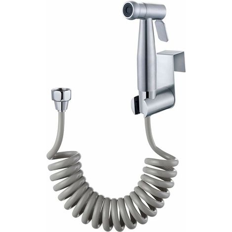 Tigrezy Hochwertiges Toiletten-Bidet-Set, mit Wassertankhaken und 59" ABS-Teleskop-Flexibler Duschschlauch für die tägliche persönliche Hygiene (Grau)