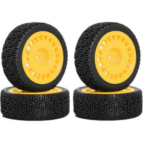 Set di 4 pneumatici giallo 68 mm per auto RC 1/10 XV01, XV02, TT01, TT02, e PTG-2. (1/5)