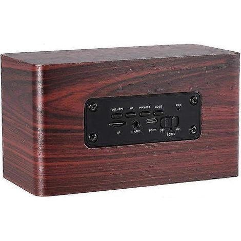 Enceinte Bluetooth en bois (modèle W5, finition bois rouge) – Bluetooth 4.2, 10 W, double haut-parleur (1/3)