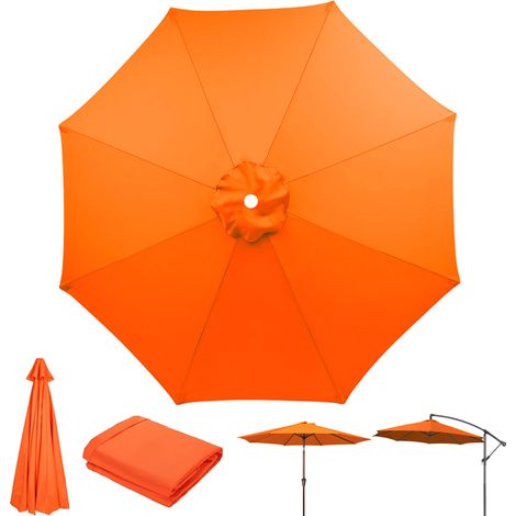 Toile de rechange pour parasol de terrasse, Protection UV, orange, Toile de parasol à 8 baleines, Imperméable (Toile de parasol seule,2,3 m) (1/5)
