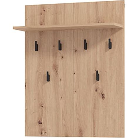 Appendiabiti Ortelle, set Fissaggio a Muro Incluso, 6 Ganci, Installazione a Muro, 83h cm Marrone Rovere Nodi