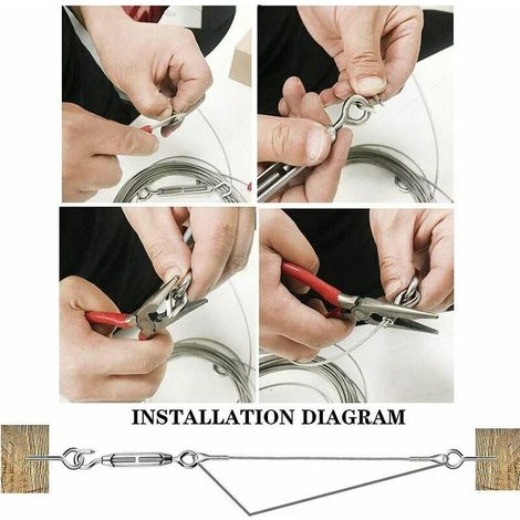 Kit Corde Suspension Inox 15m, Cavo Rivestito + Tensionatori, per Piante Rampicanti e Biancheria Esterna (Colore a Scelta) (1/3)
