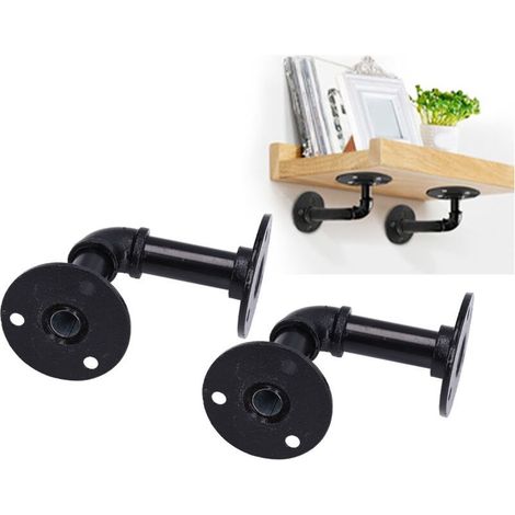 Étagère murale rétro en fer noir, supports d'étagère, ensemble de supports de cadre de Support de clins.. (1/5)