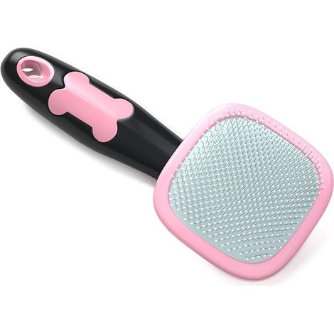 Dog & Cat Brush - Slicker Pet Grooming Brush - Effortless Detangling & Softening - Pink