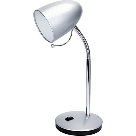 Abat-Jour de Table Métal Argenté Design Raffiné Col Flexible Douille E27 Sans Ampoule Ambiance Luxueuse