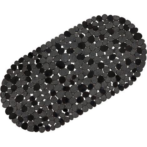 Tapis de bain antidérapant noir avec ventouses, trous de drainage pour salle de bain, douche, baignoire, lavable en machine, BPA, sans latex, 68,7 x 35,6 cm (1/5)