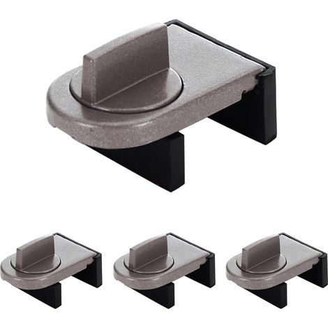 4-Piece Sliding Door Lock Set, Adjustable Stop Lock, Window Security Lock, Sliding Window Stopper, No Drilling Required, for Sliding Doors and Windows (Brown) (1/5)