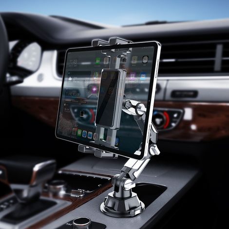 Support pour téléphone/tablette de voiture - Universel et réglable - Type porte-gobelet - Avec bras long rotatif à 360° (1/5)