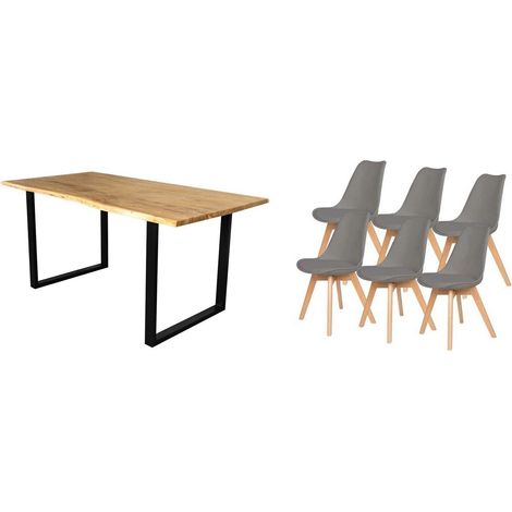 Pack Mesa de Comedor o Cocina Madera Maciza 140cm + Sillas Nordic (1/5)