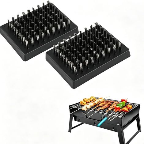 Juego de 2 cepillos para barbacoa, cepillo de limpieza para barbacoa, cepillos para parrilla, cepillo de acero inoxidable para barbacoa, para limpiar la parrilla (1/5)