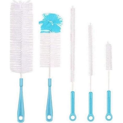 5pcs brosse de nettoyage de bouteille ensemble brosses à usages multiples longue brosse à bouteille de nettoyage des bouteilles d'eau-bleu (1/5)