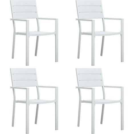 Sillas de jardín 4 unidades HDPE aspecto de madera blanco vidaXL (1/5)