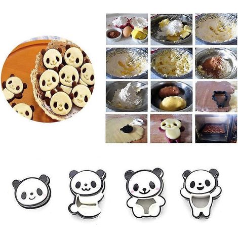 Set mit 4 Panda-Keksformen, kreative Backutensilien im Cartoon-Stil, Cupcake-Form, Desserts und Pralinen (verschiedene Sorten) (1/5)
