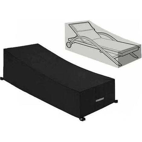 Lntyq Promotion Housse de Protection, Imperméable, Coupe Vent, Anti UV, Tissu Oxford 210D Housse de Protection Bain de Soleil, Transat 210x75x40/80cm – Noir (1/3)