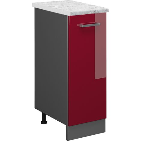 Meuble de cuisine R-Line, Rouge brillant, 30cm PT Marbre, Vicco