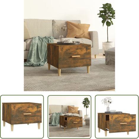 The Living Store Couchtisch Räuchereiche 50x50x40 cm Holzwerkstoff - Couchtisch - Wohnzimmereinrichtung - Holzmöbel - Sideboard - Eichenholzmöbel (1/5)