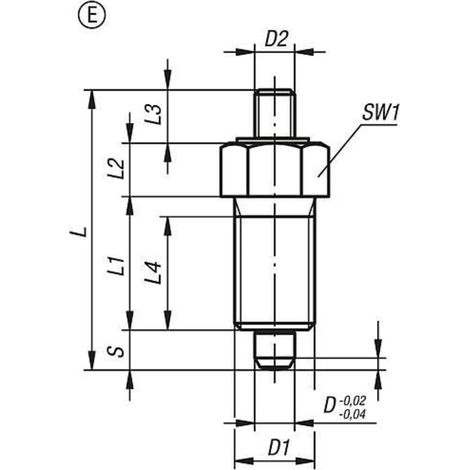 KIPP Arretierbolzen ohne Rastnut Gr.1 D1=M10x1 Form E Edelstahl gehärtet (1/3)
