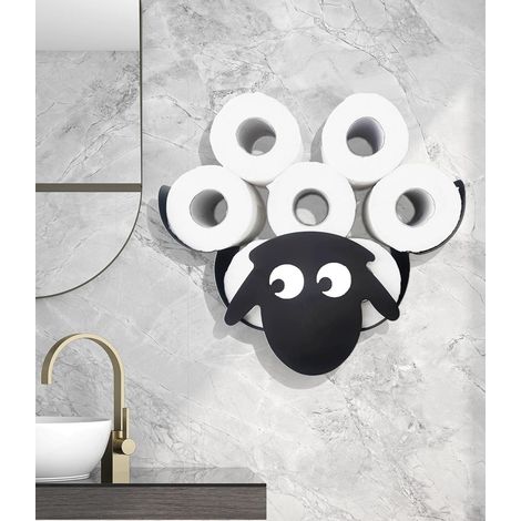 Porte-Papier Hygienique ,Porte-rouleau de papier toilette de rechange,7 Rouleaux Muraux,Décoration murale(Modele Mouton)