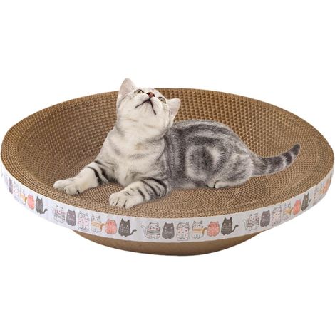 Lit Griffoir Ovale - Carton Ondulé Haute Densité - Pour Chat - Usage Multifonction Grattage Repos Jeu - 1 Pièce (1/5)