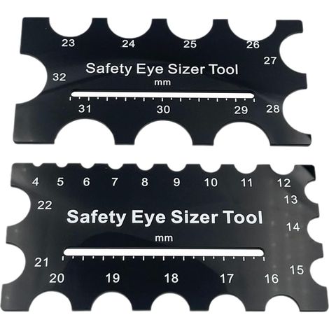 Safety Eye Sizer 2 Pièces Outils Crochet Yeux Animaux - Mesure de 4mm à 32mm Fournitures de Création pour Artisans Débutants en Fabrication de - Artisanat Loisir Fabrication Jouets Projets (1/5)