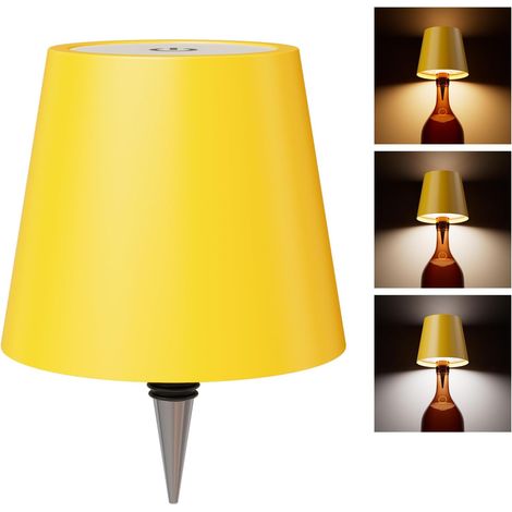 Lampe bouteille sans fil, lampes sans fil rechargeables, contrôle tactile, gradation progressive en trois températures de couleur, kit d'abat-jour en forme de bouteille pour bar, restaurant [Classe én