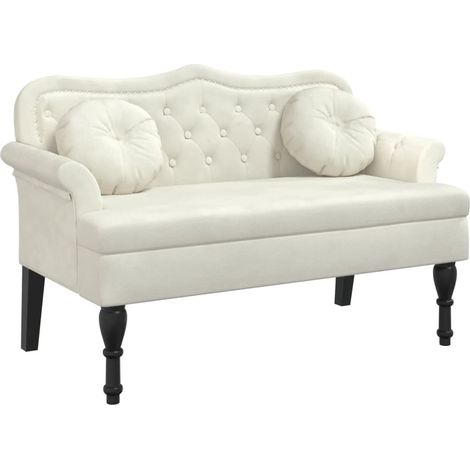 vidaXL Panca con Cuscini Crema 120,5x65x75 cm in Velluto (1/5)