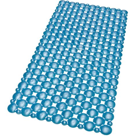 Tappeto Doccia Vasca Ventose Antiscivolo Tappetino Bagno Pvc Antimuffa 100% Made In Italy Blu - 35x75 cm