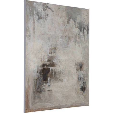 Toile abstraite texturée blanche et grise - Blanc, gris et brun (1/4)