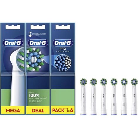 Têtes de brosse à dents pour ORAL-B CrossAction EB50RX 2+2+2 Blanc