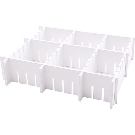 20 PCS Séparateurs de Tiroir, 38 x 7 cm, Fin, Plastique Organisateur Tiroir Réglable DIY, Organiseur Modulaire pour Vêtements, Chambre, Salle de Bain, Cuisine, Bureau, Rangement, Blanc