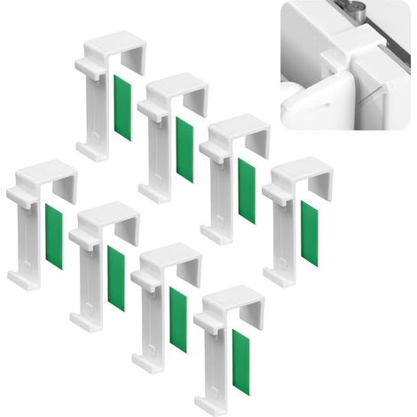 Lot de 8 Supports de Serrage Longs pour Store Enrouleur sans Percage et Store Jour Nuit sans Percage, Fixation Store sans Percage pour Fenetre avec Aeration, Accessoires de Remplacement Blancs (1/5)