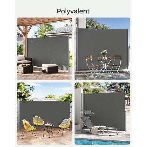 Songmics – Store latéral extérieur 180 x 450 cm – Toile polyester 220 g/m² – Protection UPF 50+ – Montage flexible – GSA589G01